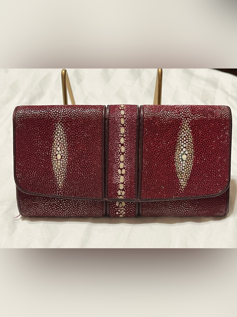 Genuine Burgundy Stingray Clutch Wallet